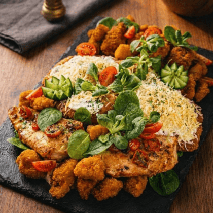 Családi Lakoma bőségtál rántott húsokkal